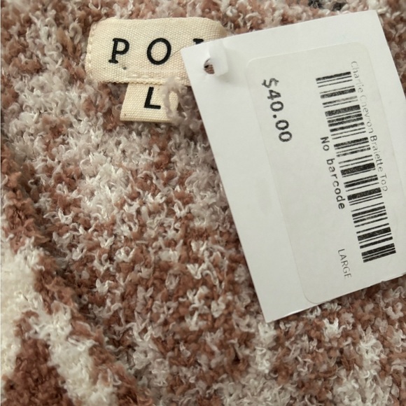 POL Charlie Fuzzy Chevron Bralette Top-Tan/White Chevron Print NWT-L - Picture 4 of 5